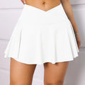 CHRLEISURE Crossover Tennis Skirt for Women Pleated Skirt with Pockets Elastic Golf Skorts Athletic Sports Shorts Activewear