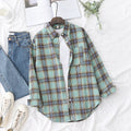 Fresh Flannel Plaid Shirt Women 2026 New Female Blouses and Tops Cotton Loose Long Sleeve Casual Shirts Fine Women's Clothes