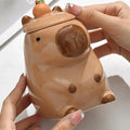 Christmas Mug Ceramic Coffee Mug Tea Mug Novelty Capybara Mug Christmas Gift Cute Milk Coffee Cup Funny Tea Cup with Lid