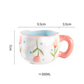 300ML Cute Hand Pinched Irregular Ceramic mug Flower Heart Pattern Coffee Cup Breakfast Milk tea cups Gift For Kids Girls