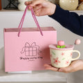 Ceramic Mugs for Milk Coffee Breakfast Ins-Style with Unique Flower Pattern Creative Cups as Perfect Gifts Dormitory Use New