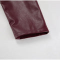 Zekye Spring Summer Women Jackets Fashion Lapel Zipper Long Sleeve Female Coats Lady Street Outwear Burgundy Leather Jacket