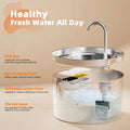 2.2L Automatic Cat Fountain Stainless Steel Pet Water Dispenser Silent Water Pump Circulation Filtering Visual Window（USB）