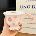 Sakura Relief Ceramic Mug with Spoon Pink Cute High Foot Design for Women Home Use Coffee Cup Souvenir Gift