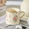 European Light Luxury Floral Mug High Value Retro Home Coffee Cup  Style Gold Afternoon Tea Ceramic Cups