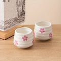 2pcs 160ml/5.4oz cute cherry blossom tea cup, handleless Chinese ceramic tea cup coffee cup, suitable for hot chocolate, milk