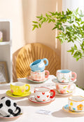 300ML Korean Style Hand Pinched Irregular Ceramic mug Hand-painted Flower Heart Coffee Cup Breakfast Milk Afternoon tea cup Gift