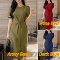 2025 Summer Dress ZANZEA Elegant Women Work OL Dresses Stylish Short Sleeve Slim Fit Party Vestidos Solid Lace Up Sundress Robe