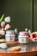 Wholesale 3D Rabbit Relief Mug With Spoon Cover Ceramics & Pottery Coffee Cup Sets Ceramic Cups Thermo Coffee Cup to Carry Mugs