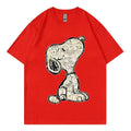Snoopy Cartoon Anime Women T-shirt Summer Short Sleeve White 100% Cotton Men Tee Shirts Tops 2026 New Fashion Couple Clothing