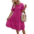 Women's Long Simple Casual Solid Hollow Out Pure Cotton Holiday Style High Waist Fashion Mid-Calf Summer Dresses NEW Vestidos