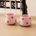 2pcs 160ml/5.4oz Cute Heart-Shaped Ceramic Tea Cups No Handle Chinese Gongfu Coffee Cups with Heart Pattern Design