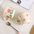 Ceramic Mugs for Milk Coffee Breakfast Ins-Style with Unique Flower Pattern Creative Cups as Perfect Gifts Dormitory Use New