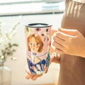 500ml cute girls' mug, large-capacity ceramic cup with lid, high appearance level, home coffee cup, household water drinkware