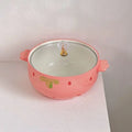 Strawberry ceramic instant noodle soup bowl cover soup bowl noodle bowl cute girl tableware set