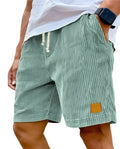 2026 New Mens Corduroy Shorts Retro Embroidered Logo Lace Up Casual Summer European American Fashion Drawstring Beach Pants