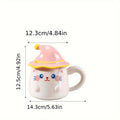 Cute Cat Halloween Ceramic Mug with Lid Spooky Scary Coffee Cup for Hot Tea Cocoa Home Kitchen Cup Festive Decoration Birthday