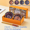 Bohemian Ceramic Tableware Household Gift Blue and White Porcelain Chopsticks Bowl Set Gift Box Packing