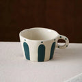 Exquisite Nordic Geometric Striped Ceramic Coffee Mug - Hand-Painted 10.5oz