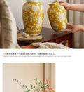 Ceramic Vase Chinese-style Retro Bottle Yellow Blue and White Porcelain Flowerpot Flower Vase Home Decoration Accessories