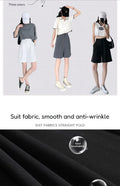 Knee Length Suit Shorts for Women Summer Thin High Waisted A-Line Wide Leg Pants Woman Loose Black Straight Leg Short Shorts