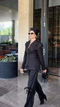 VTKW Women’s Designer 2-Piece Set Single Breasted Blazer High Waist Wide Leg Pants Spring Summer Casual Suit Vacation 2025