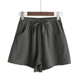 2026 New Women Cotton Linen Shorts Summer Casual Solid with Pockets Wide Leg Shorts Fashion All-match Loose Sport Short Pants