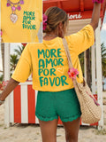 More Amor Por Favor Women's Tee - Retro Spanish Love Graphic, Casual Summer Top  oversized t shirt shirts for women