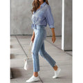 Classic Blue Striped Shirt Women 2026 Spring Streetwear Vintage Long Sleeve Blouses Female Casual Loose Single-Breasted Shirts