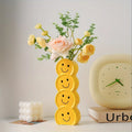 ‌1pc Ceramic Happy Face Vase - Art Deco Boho Flower Holder for Wedding/Home Decor