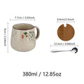 350ml Japanese Retro Ceramic Coffee Cup With Lid and Spoon Heat Resistant Stable Design For Milk Tea Breakfast Home Office Gift