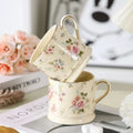 European Light Luxury Floral Mug High Value Retro Home Coffee Cup  Style Gold Afternoon Tea Ceramic Cups