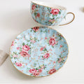 Bone China Coffee Cup Saucer Spoon Set Flower Tea Cups Set European Porcelain Cup and Saucer For Coffee Ceramic Cups Mugs Gift