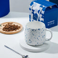 500ml Creative design Splash ink Blue Ceramic Mug Coffee Cup Couple water cup Breakfast Oatmeal Cups Festival Gift Porcelain Mug