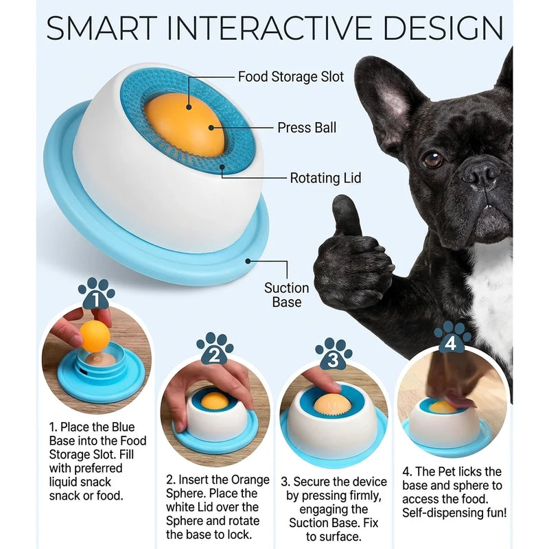 Pet Lick Toy Slow Bowl Feeder Interactive Pet Toy, Boredom Relief Treat Dispenser for Dogs & Cats Pet Enrichment Toy