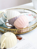 Bone China Coffee Cup Saucer Spoon Set Flower Tea Cups Set European Porcelain Cup and Saucer For Coffee Ceramic Cups Mugs Gift