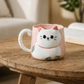 Drinkware 3D Embossed Ceramic Mug Cartoon Hand Painted Milk Mug Cat Pattern 500ml Coffee Cup Home Use