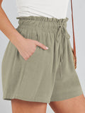 Women's Shorts Breathable Drawstring Elastic Waist Lightweight Solid Color Casual Business Style Fashion Linen Shorts