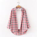 Fresh Flannel Plaid Shirt Women 2026 New Female Blouses and Tops Cotton Loose Long Sleeve Casual Shirts Fine Women's Clothes