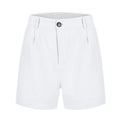 Cotton Linen Solid Shorts For Women Button High Waist Summer Loose Casual Pockets Shorts Female Pants Women Clothing
