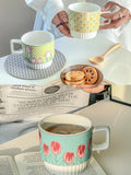 200ml Ceramic Mug Tulip Flower Cup Lovely Maiden Sense Water Cup Couple Style Coffee Cup Kitchen Drinkware Creative Mugs Cute