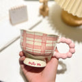 Cute ceramic cup as a holiday gift for girls - water cup with flowers, travel companion cup, coffee cup