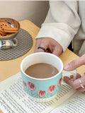 200ml Ceramic Mug Tulip Flower Cup Lovely Maiden Sense Water Cup Couple Style Coffee Cup Kitchen Drinkware Creative Mugs Cute