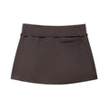 Women's Solid Color Skort with Belt Side Zipper Casual Shorts Skirts Fashionable And Stylish Women's Clothing