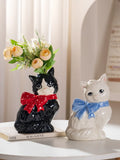Cute Cat Ceramic Vase Art Flower Detector Creative Ornaments Light Luxury Ceramic Vase Hydroponic Flower Arrangement Accessories