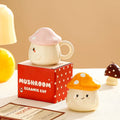 Mushroom Ceramic Mug with Lid Creative Couple's Cup Latte Mug Milk Cup Oat Cup Breakfast Cups Home Drinking Cups Tea Cups