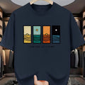 100% Pure Cotton Men's Casual Loose Fashion Letter Pattern Print Breathable Sports Short Sleeved Round Neck T-shirt Top