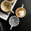 Unique INS Ceramic Coffee Cup Hand Pinched Plaid Water Cups Heat-resistant U-shaped handle Irregular Chessboard Mugs Breakfast