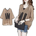 Women Half Sleeve Loose T-Shirts V-Neck Summer Causal Letter Print Crops Tops Pullovers Tees Streetwear Y2K 2pcs T Shirt+Tank