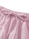 Casual Striped Shorts Women y2k Clothing Drawstring Elastic Waist Loose Fit Wide Leg Bottoms 2000s Aesthetic Streetwear